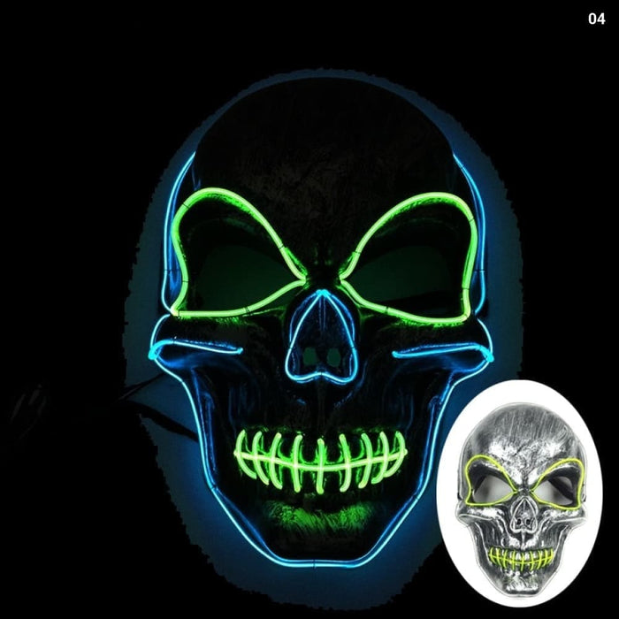 Glowing Neon Horror Skull Mask Party Decor Luminous