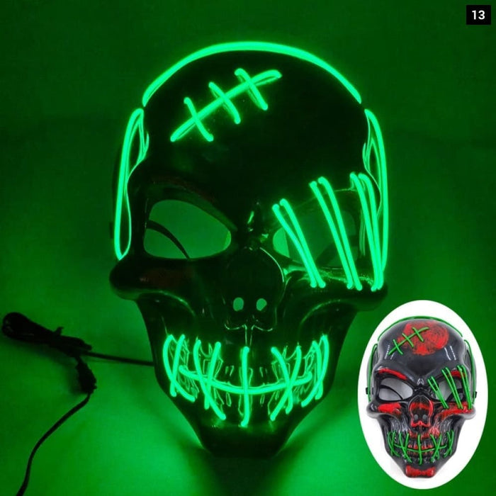 Glowing Neon Horror Skull Mask Party Decor Luminous