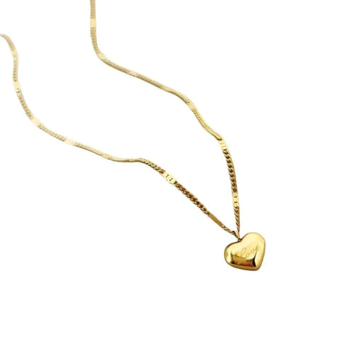 Gold Peach Heart Necklace Simple And Chic