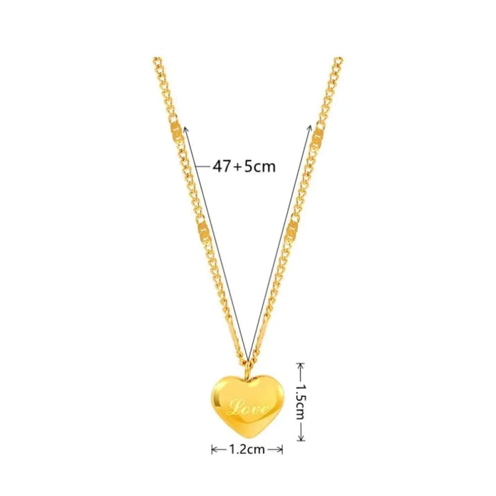 Gold Peach Heart Necklace Simple And Chic