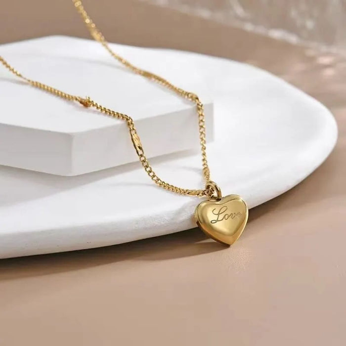 Gold Peach Heart Necklace Simple And Chic