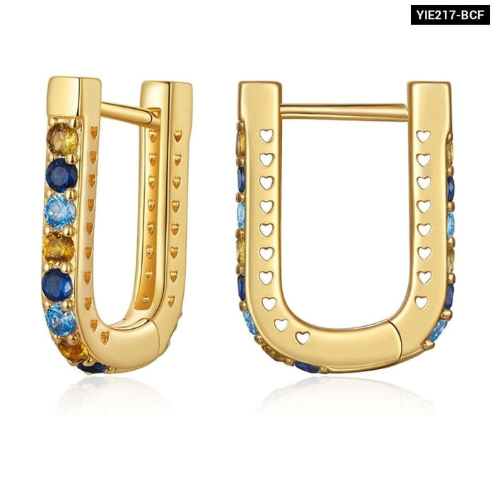 14k Gold Plated Cuff Earrings With Cubic Zircon 12 Colours