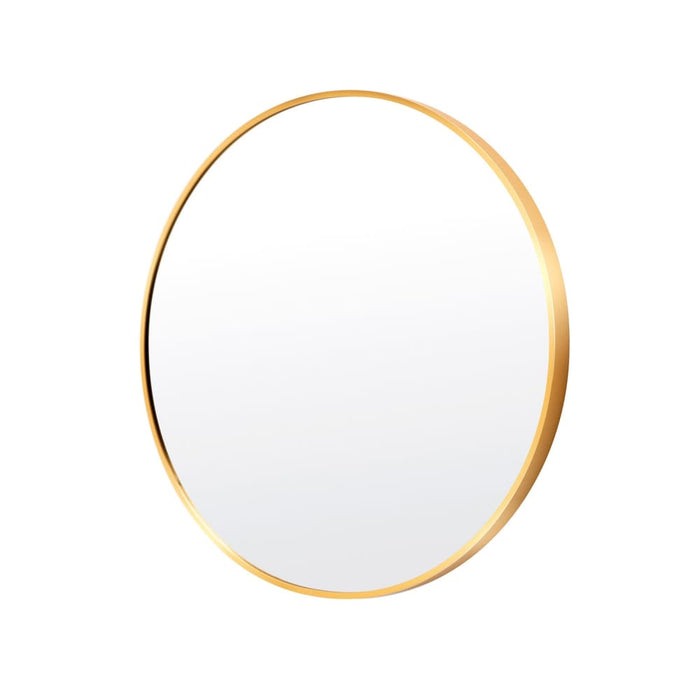 Gold Wall Mirror Round Aluminum Frame Makeup Decor Bathroom