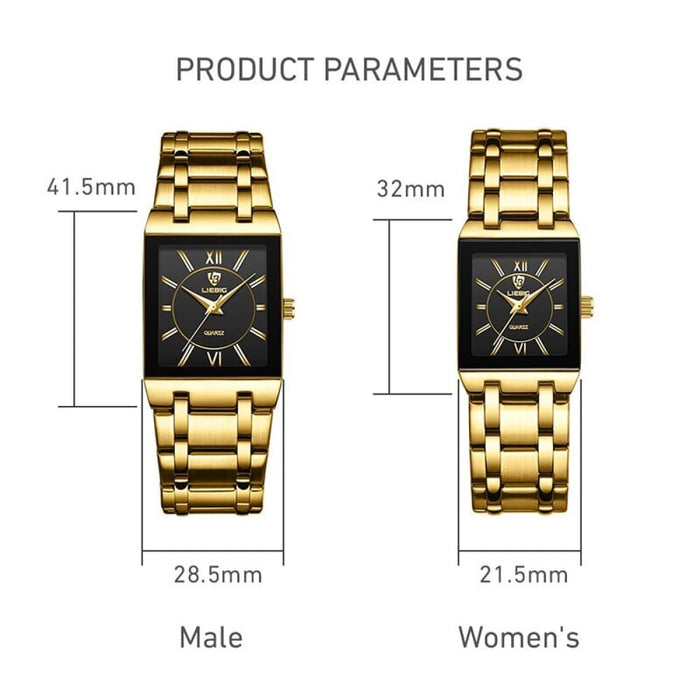 Golden Quartz Wristwatches For Female Male Fashion 30m