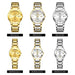 Golden Stainless Steel Quartz Watch Women Men Waterproof