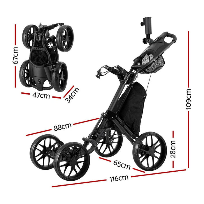 Golf Buggy Foldable Trolley Cart Wheels Umbrella Bottle