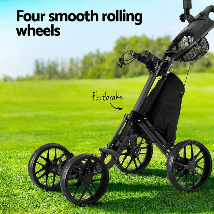 Golf Buggy Foldable Trolley Cart Wheels Umbrella Bottle