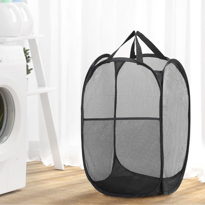 Goslash Picks 2x Laundry Basket Hamper Foldable Black