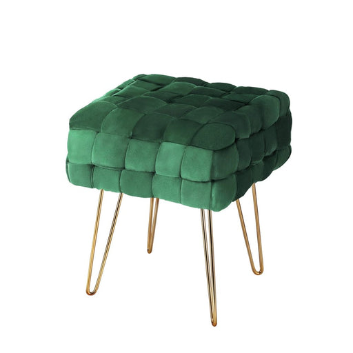 Goslash Picks Ottoman Foot Stool Woven Velvet Green