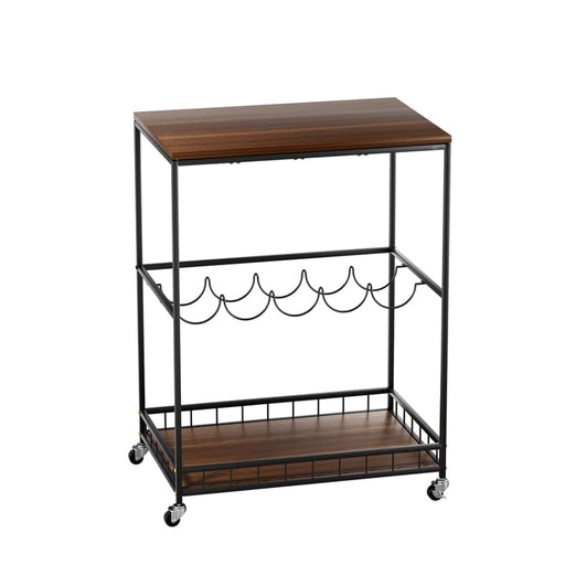 Goslash Picks Wooden Bar Cart Drinks Trolley 3 Tire