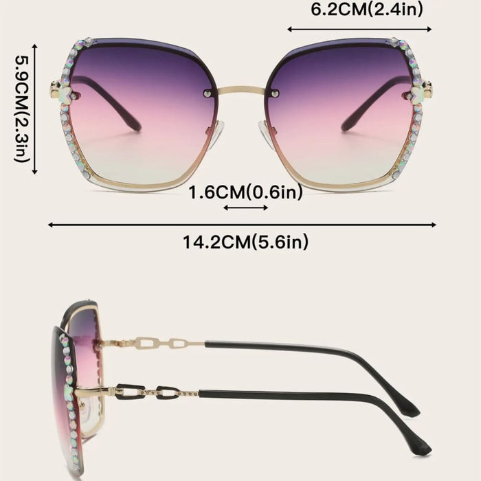 Gradient Rimless Sunglasses For Summer Beach Party Uv400