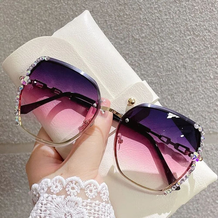 Gradient Rimless Sunglasses For Summer Beach Party Uv400