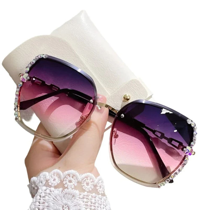 Gradient Rimless Sunglasses For Summer Beach Party Uv400