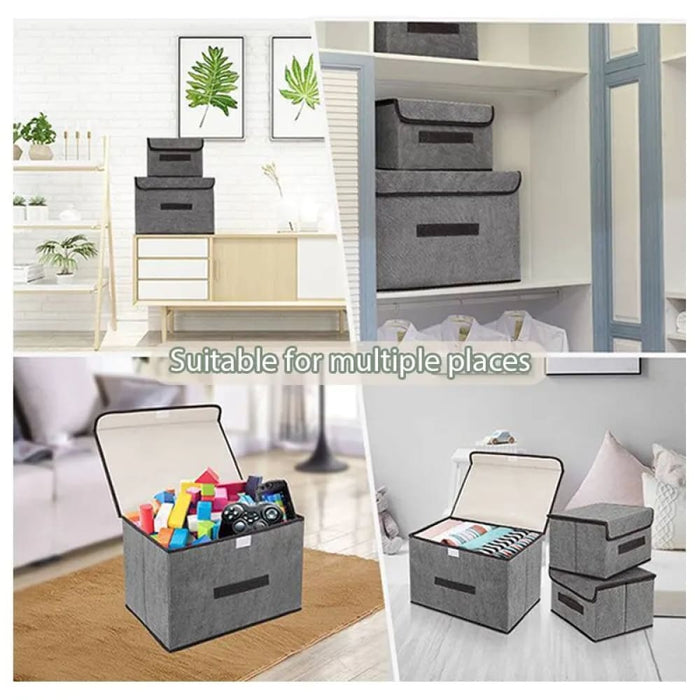 Gray Foldable Non Woven Fabric Storage Box For Home