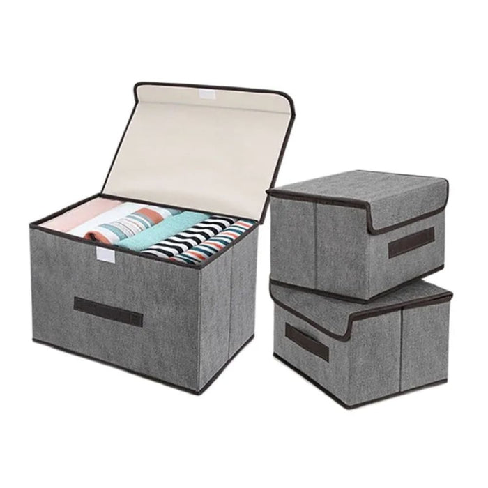 Gray Foldable Non Woven Fabric Storage Box For Home