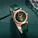 Green Luxury Quartz Watch Set 6pcs Womens Ring Necklace