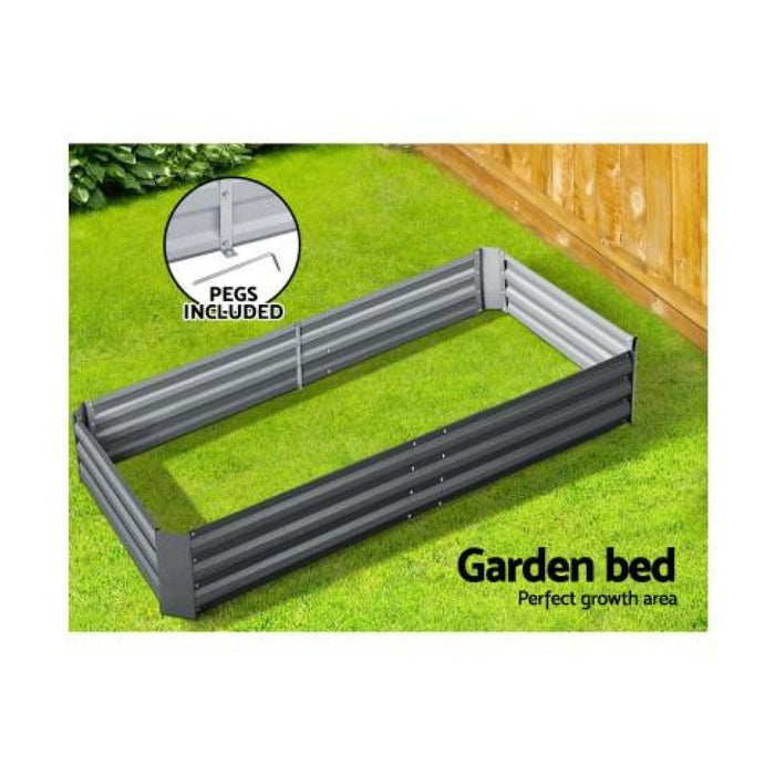 Greenfingers 180x90x30cm Galvanised Raised Garden Bed Steel