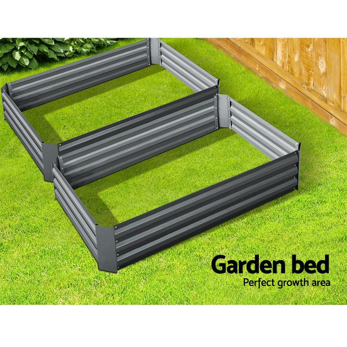 Greenfingers Garden Bed 2pcs 120x90x30cm Galvanised Steel