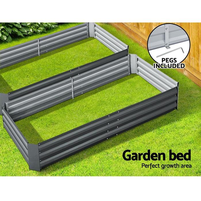 Greenfingers Garden Bed 2pcs 210x90x30cm Galvanised Steel