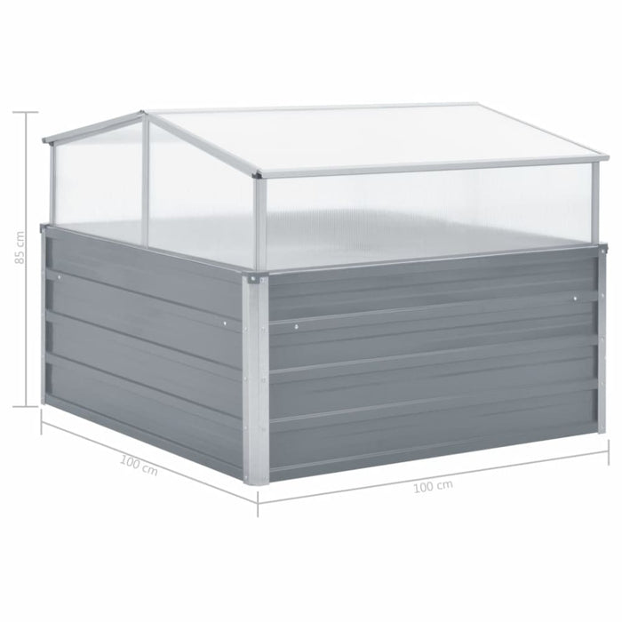 Greenhouse 100x100x85 Cm Galvanised Steel Grey Axabl