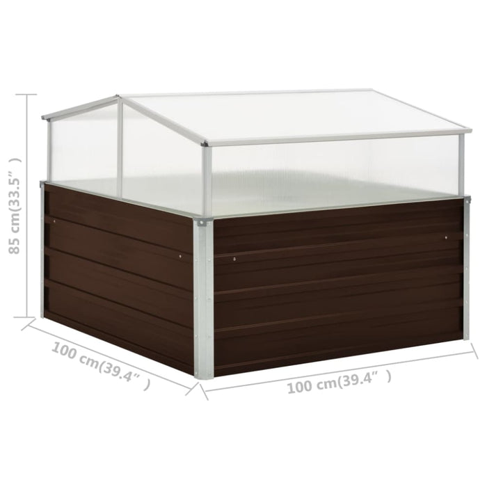 Greenhouse Brown 100x100x85 Cm Galvanised Steel Apioo