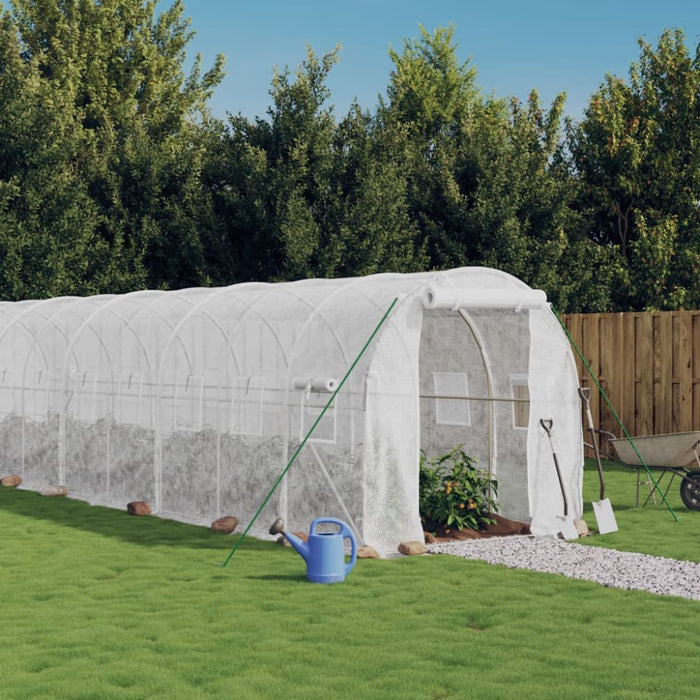 Greenhouse With Steel Frame White 16 M² 8x2x2 m Tonnbtb