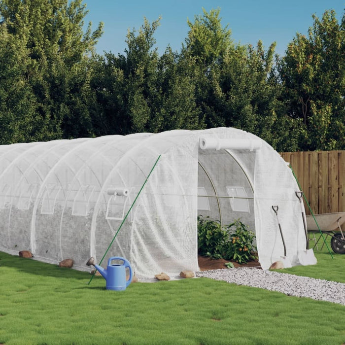 Greenhouse With Steel Frame White 24 M² 8x3x2 m Tonnbpx