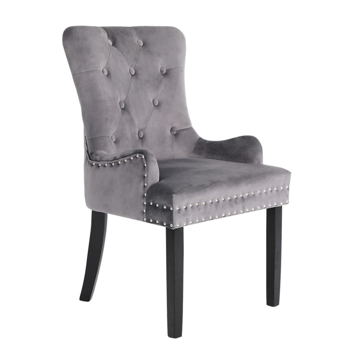 Grey French Provincial Dining Chair Ring Studded Lisse