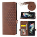 Grid Texture Leather Phone Case With Lanyard For Samsung