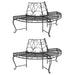 Half Round Tree Bench 2 Pcs ø160 Cm Black Steel Tbkpiol