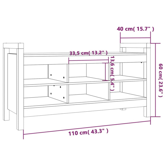 Hall Bench 110x40x60 Cm Solid Wood Pine Nxoink