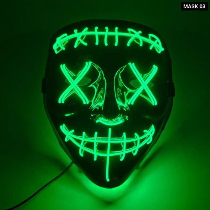 Halloween Horror Neon Party Mask Cosplay Ghost Skull Led