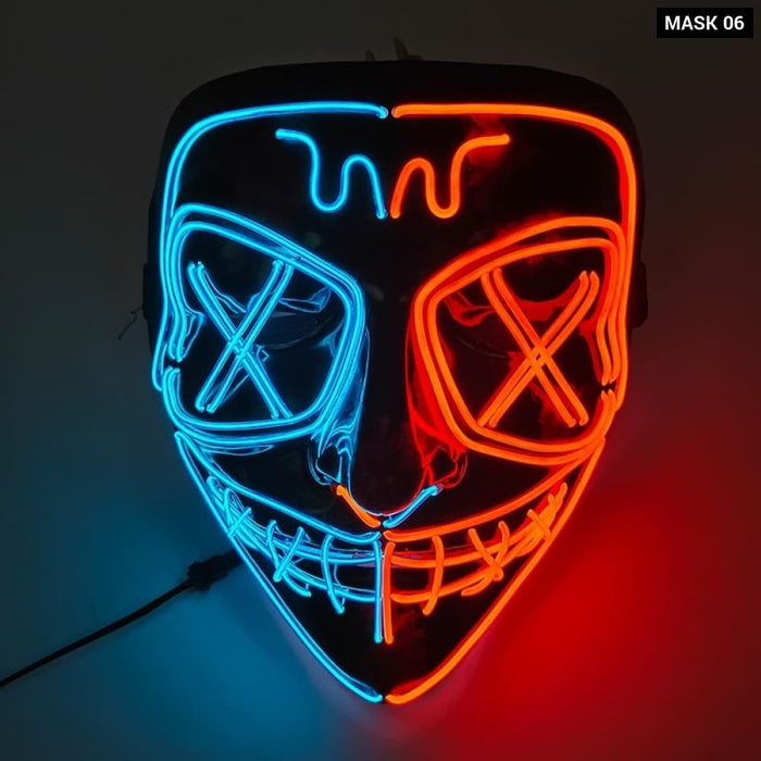 Halloween Horror Neon Party Mask Cosplay Ghost Skull Led