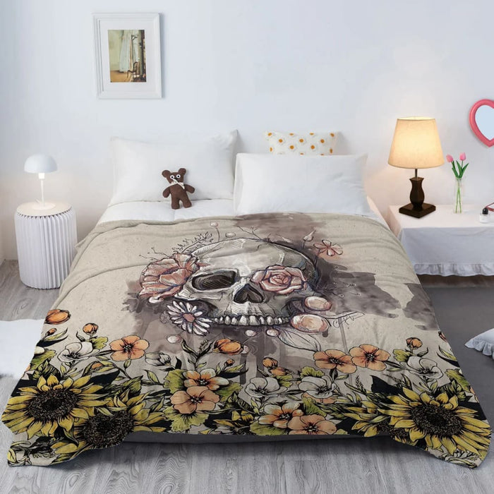 Halloween Skull Sunflower Blanket