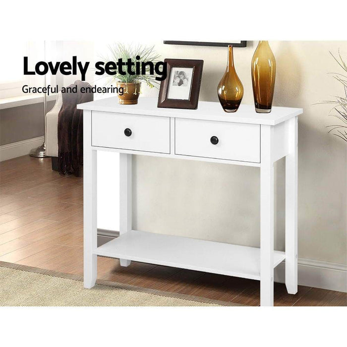 Hallway Console Table Hall Side Entry 2 Drawers Display