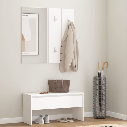 Hallway Furniture Set White Engineered Wood Nbnint