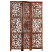 Hand Carved 3-panel Room Divider Brown 120x165 Cm Solid