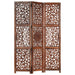 Hand Carved 3-panel Room Divider Brown 120x165 Cm Solid