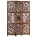 Hand Carved 3-panel Room Divider Brown 120x165 Cm Solid