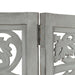 Hand Carved 3-panel Room Divider Grey 120x165 Cm Solid