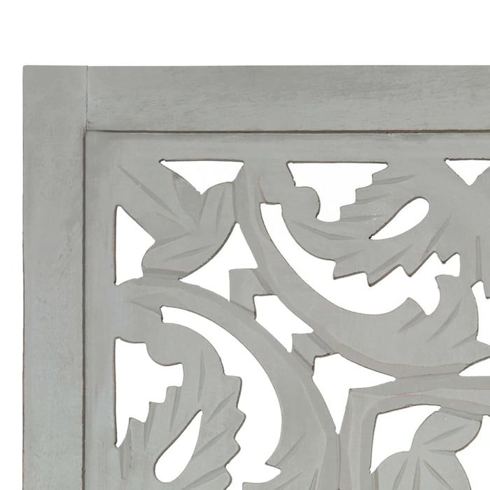 Hand Carved 3-panel Room Divider Grey 120x165 Cm Solid