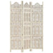 Hand Carved 3-panel Room Divider White 120x165 Cm Solid