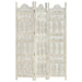 Hand Carved 3-panel Room Divider White 120x165 Cm Solid