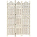 Hand Carved 3-panel Room Divider White 120x165 Cm Solid