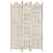 Hand Carved 3-panel Room Divider White 120x165 Cm Solid