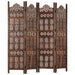 Hand Carved 4-panel Room Divider Brown 160x165 Cm Solid