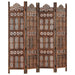 Hand Carved 4-panel Room Divider Brown 160x165 Cm Solid