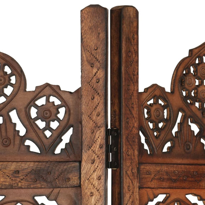 Hand Carved 4-panel Room Divider Brown 160x165 Cm Solid