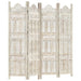 Hand Carved 4-panel Room Divider White 160x165 Cm Solid