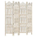 Hand Carved 4-panel Room Divider White 160x165 Cm Solid